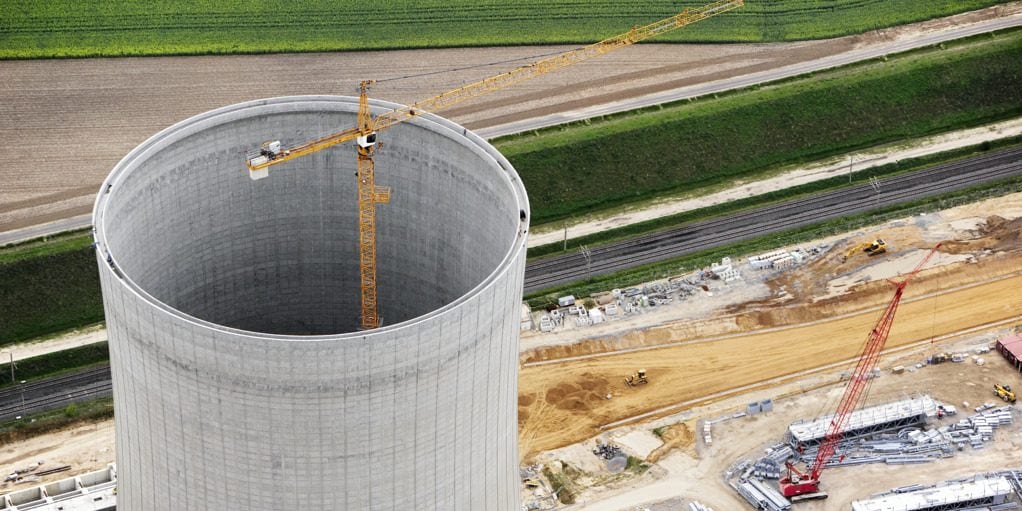 Construction of a nuclear cooling tower Construction of a nuclear cooling tower --- Image by © George Hammerstein /Corbis