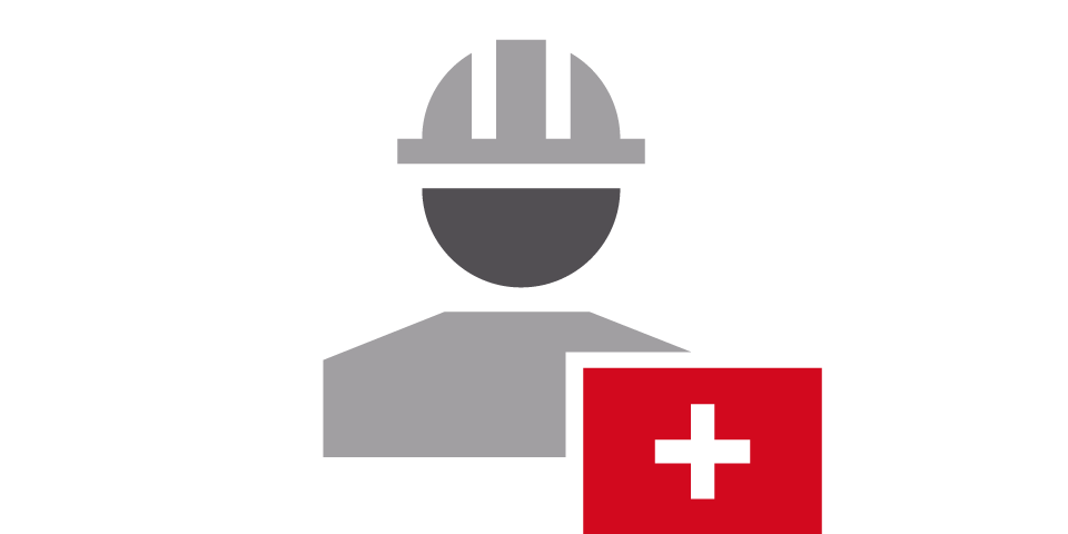 illustration d'un ouvrier avec un plus rouge