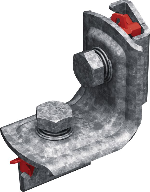 Support d'angle pré-assemblé MT-C-Q1 FL OC Support d'angle avec écrou et boulon de verrouillage rapide pré-assemblés pour le montage de structures de rails de supportage pour charges légères et pour l'utilisation en extérieur avec une faible pollution