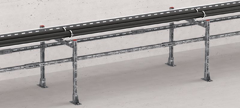 Raccord en U pré-assemblé MT-CC-40/50 FL OC Attache avec écrou et boulon de verrouillage rapide pré-assemblés pour les raccordements croisés de rail à rail avec un rail de supportage MT et pour l'utilisation en milieu extérieur avec faible pollution Applications 1